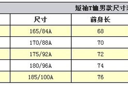 圓領t恤衫短袖定制尺碼表